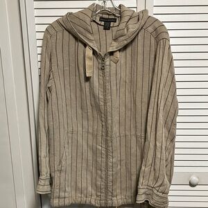 Banana Republic Beige Striped Linen Jacket